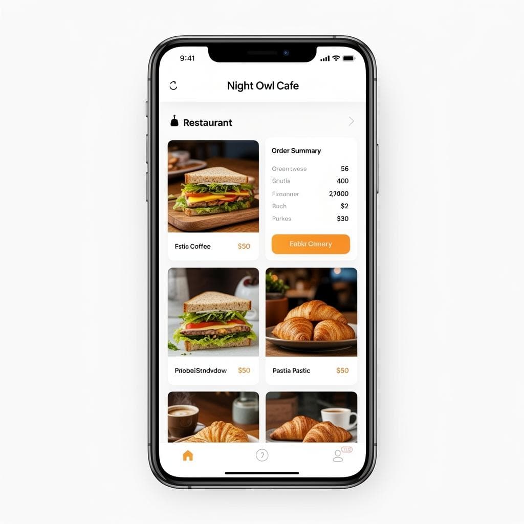 Customer ordering screen on mobile