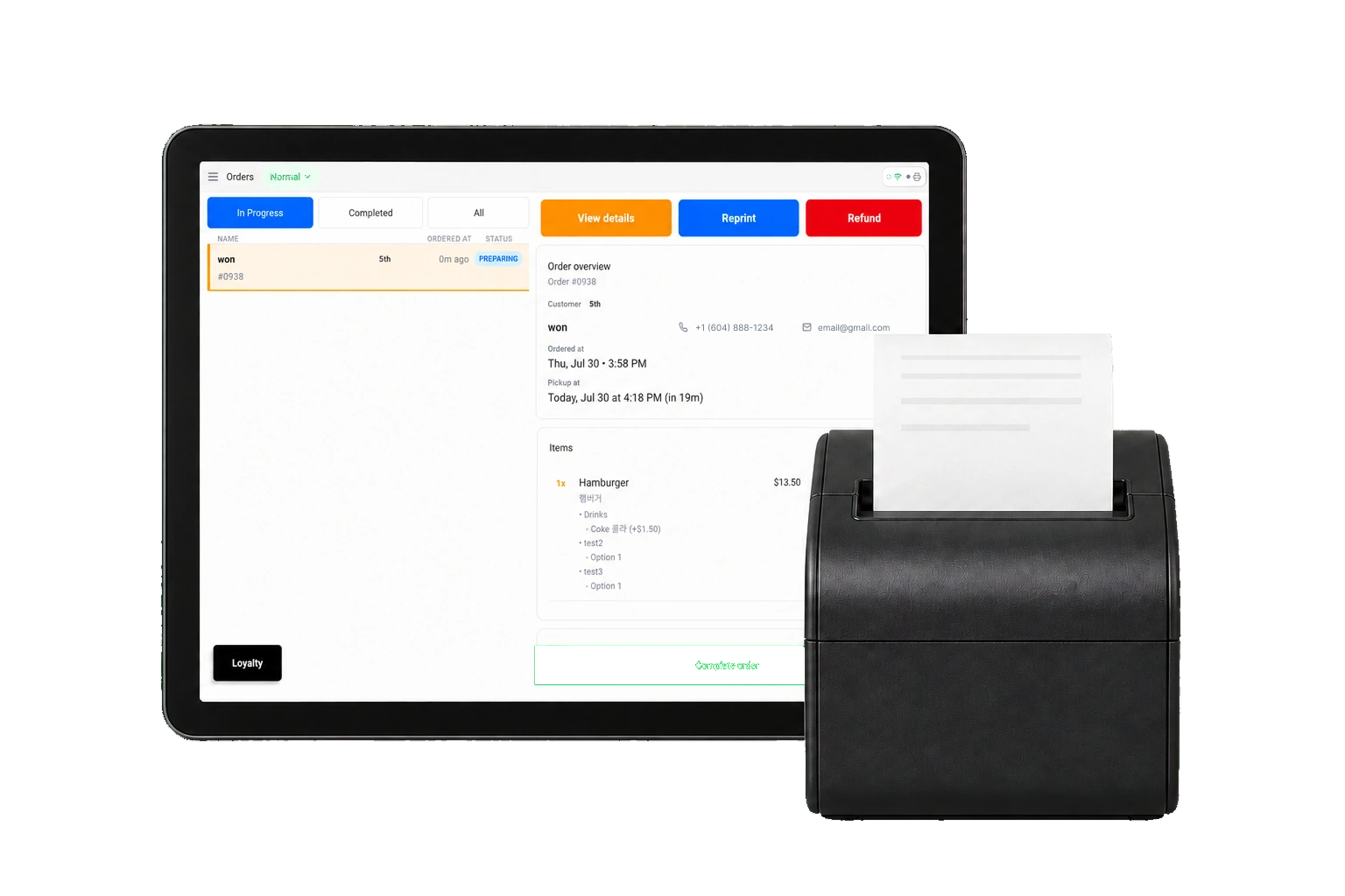BiteBuddy tablet and thermal receipt printer included with in-person setup.